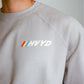 002 HVYD Race Crewneck — Ash