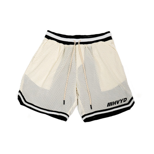 002 HVYD Premium Varsity Mesh Shorts — Bone