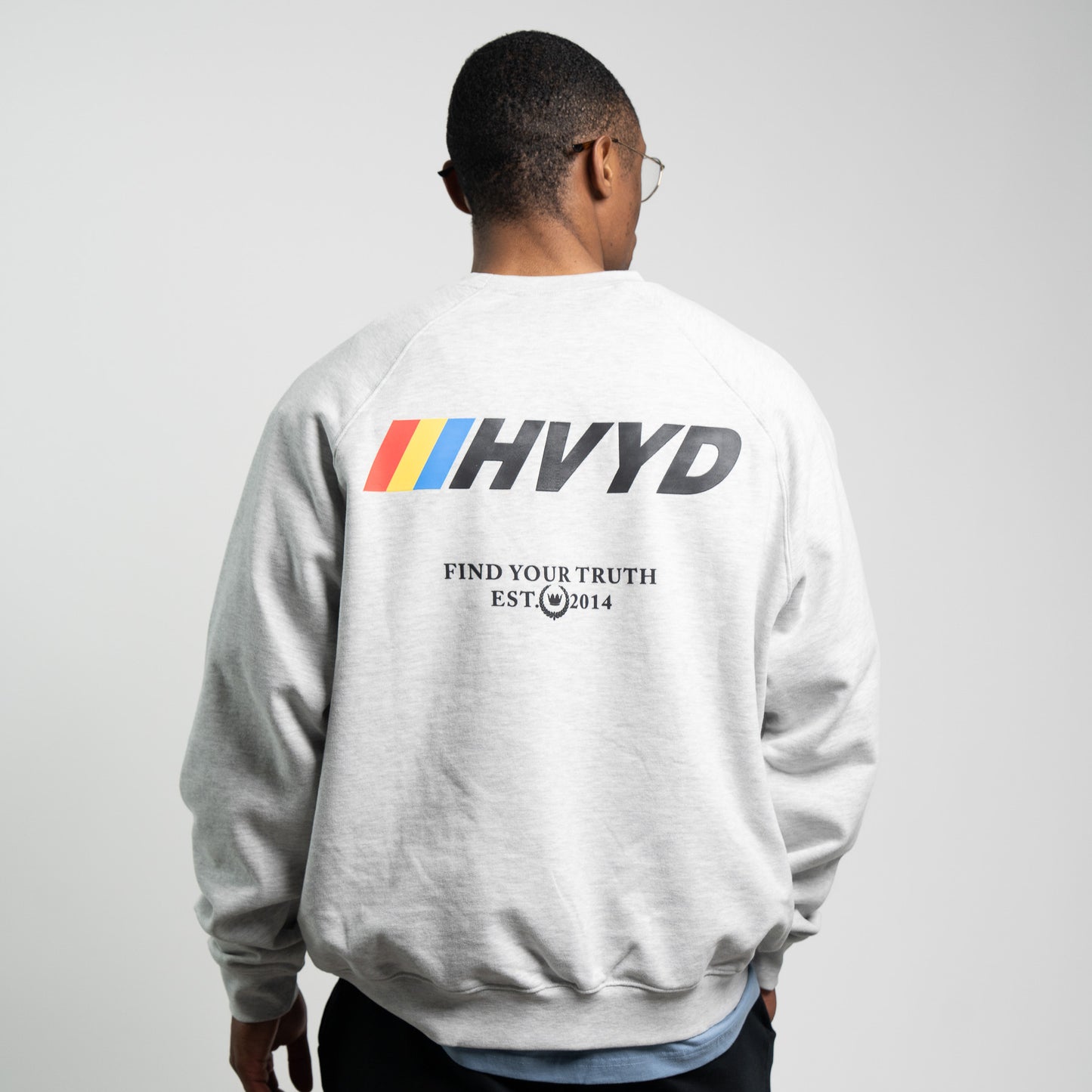 002 HVYD Race Crewneck — Heather Grey