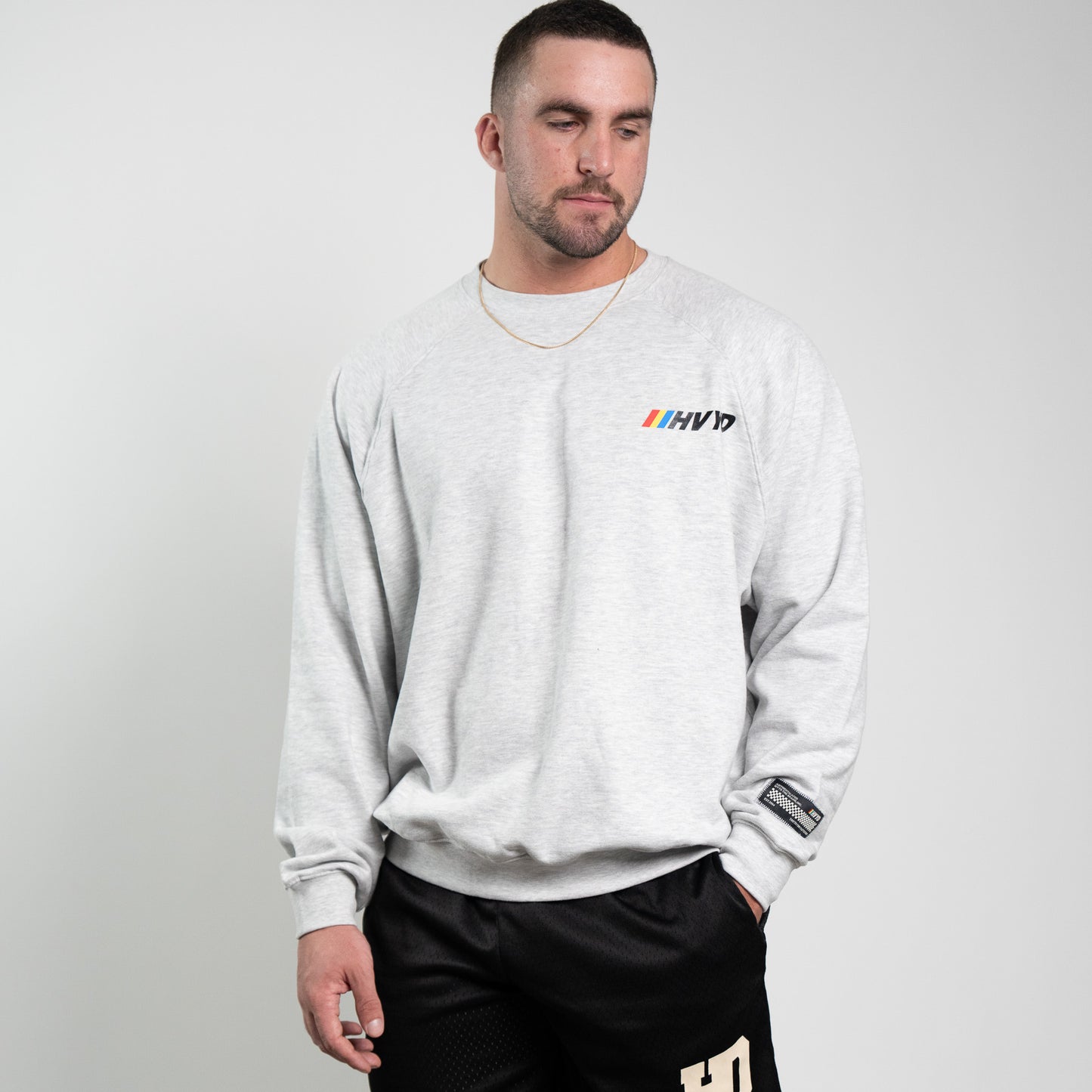 002 HVYD Race Crewneck — Heather Grey